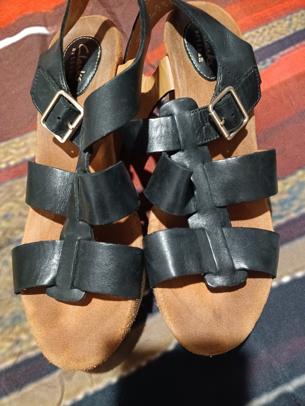 Clarks Black Calsynn Reece Strappy Buckle Sandals